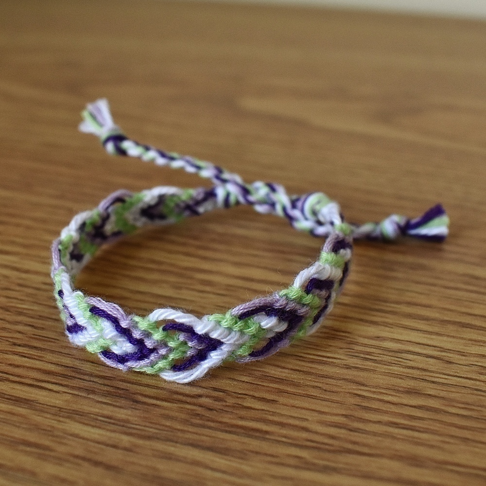 Green and Purple Woven Bracelet